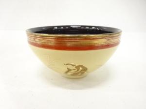 貴山造　金彩色絵　鳥獣戯画　天目　茶碗